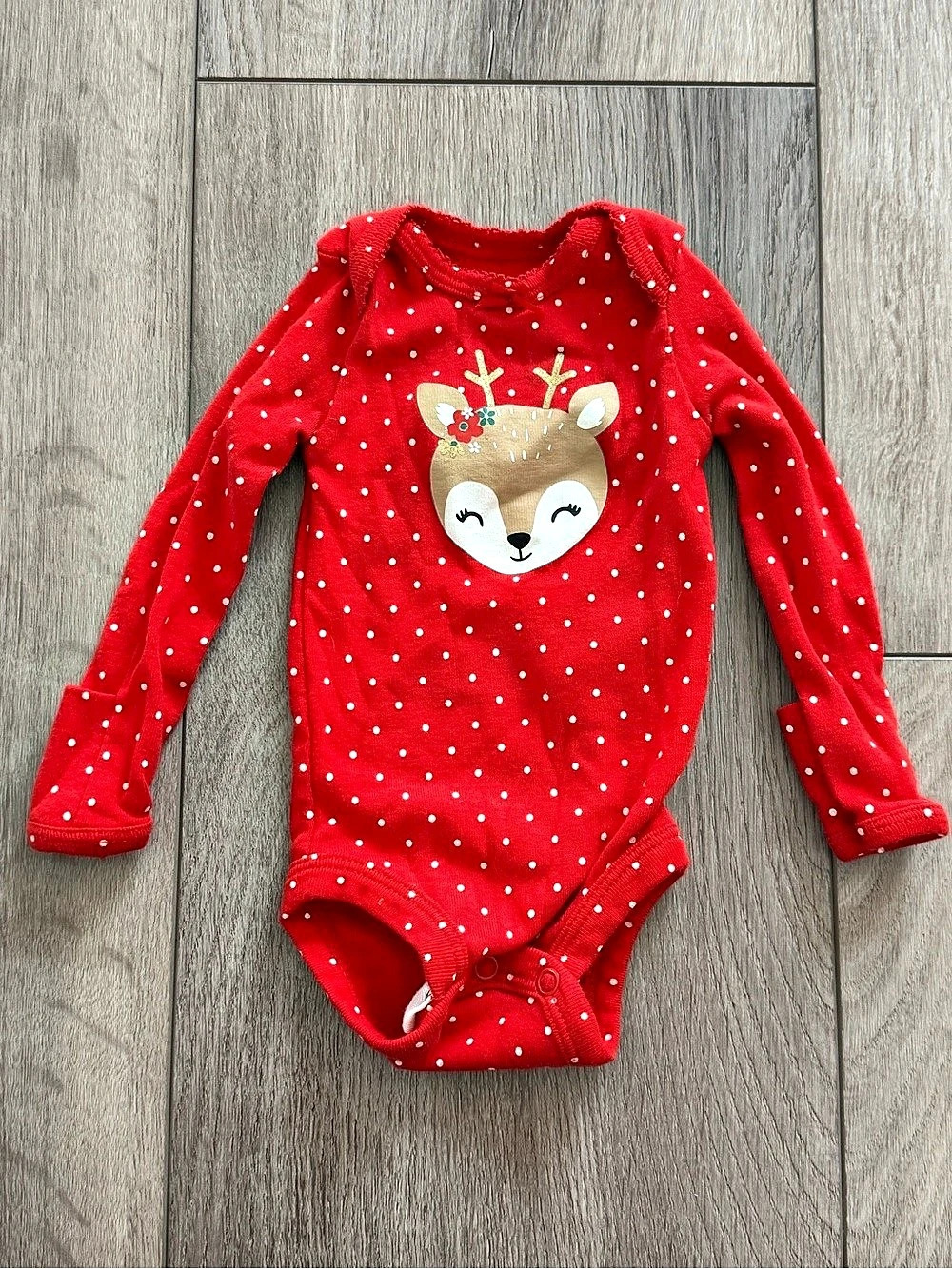 Carter's Deer Bodysuit in Red & White Baby NB